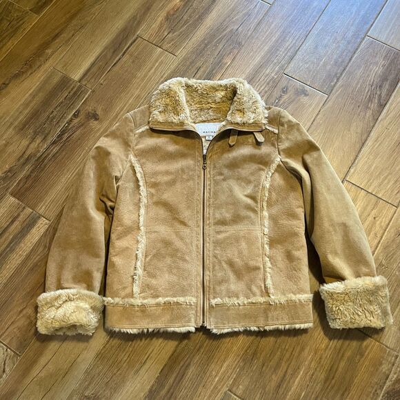 Wilson's Women's Coat Suede Leather Maxima Sherpa Lining Tan Medium EUC - Picture 1 of 10